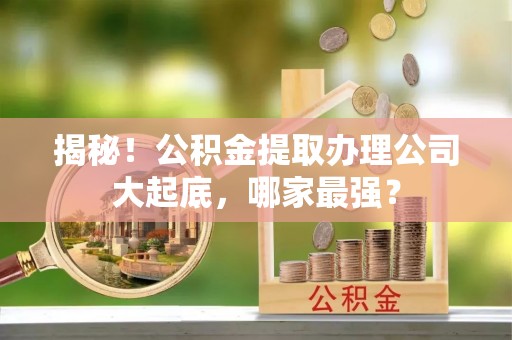 斗南揭秘！公积金提取办理公司大起底，哪家最强？