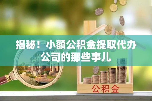 斗南揭秘！小额公积金提取代办公司的那些事儿