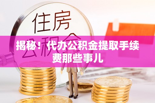 斗南揭秘！代办公积金提取手续费那些事儿